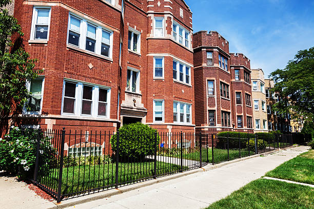 Edwardian flats in Washington Heights, Chicago stock photo
