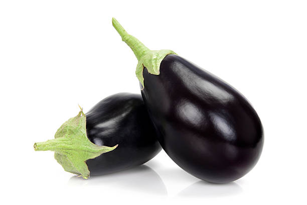 Eggplants Eggplants on white background eggplant stock pictures, royalty-free photos & images