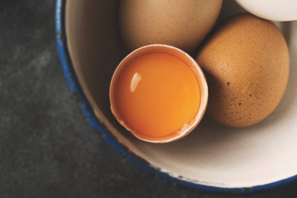 Eggs in a bowl stock photo
