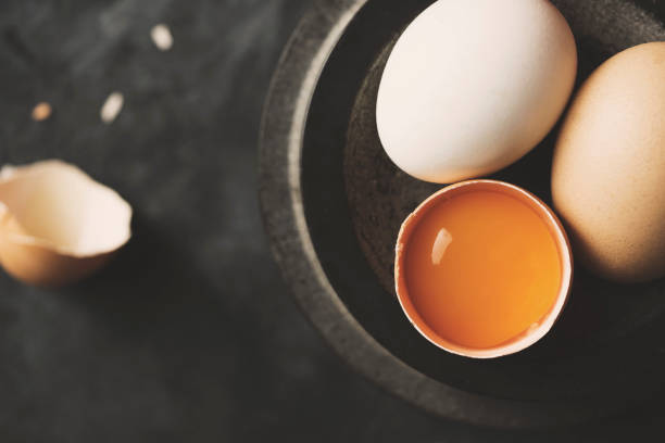 Eggs in a bowl stock photo