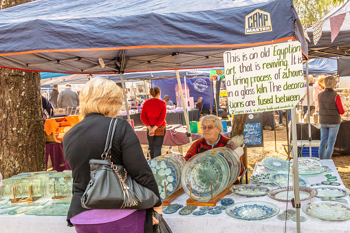 Egyptian Art Decorative Glass Plates On Display Stock Photo