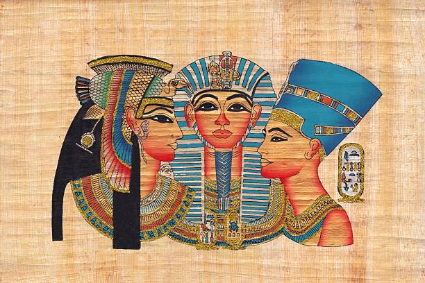 egyptian papyrus - cleopatra stockfoto's en -beelden