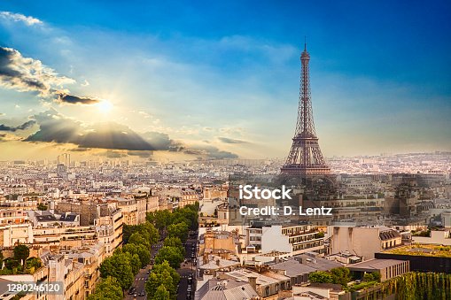 istock Eiffel Tower in Paris Skyline at Dawn 1280246120
