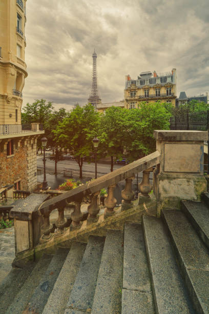 Eiffel Tower on street on Paris stock photo