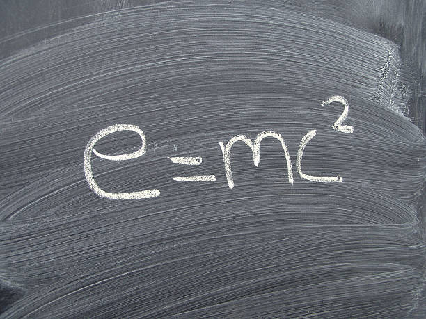 Einstein's equation of relativity on blackboard  albert einstein stock pictures, royalty-free photos & images