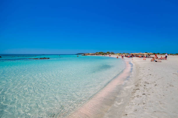 Elafonisi beach, the amazing pink beach of Crete stock photo