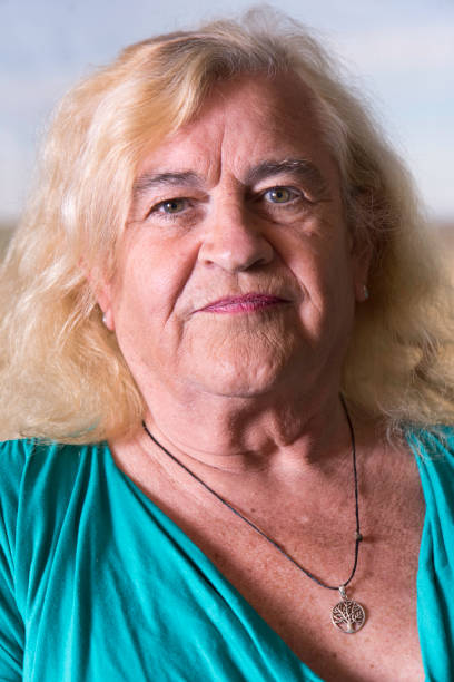 Elderly transgender person stock photo