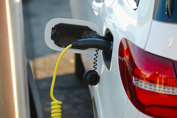 Electric car charger stock photo