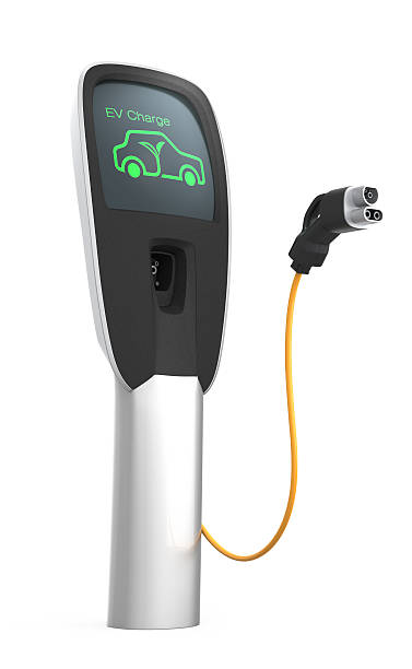 Electric car charging station Original design of electric car charging station. 3D rendering with clipping path. battery charger stock pictures, royalty-free photos & images