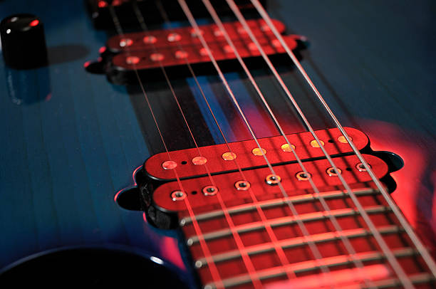 Electric Guitar Strings Closeup stock photo