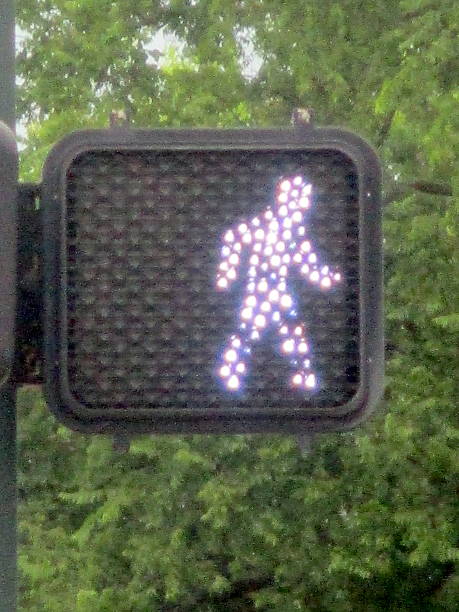 Electric Pedestrian Crosswalk Walk Signal stock photo