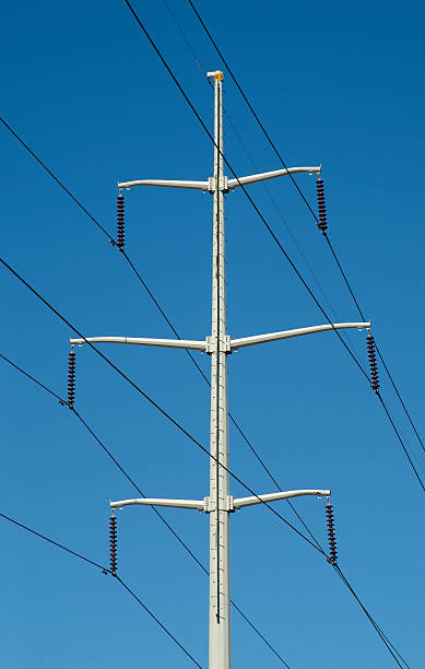 Electricity Pylon Columbia River Oregon USA stock photo