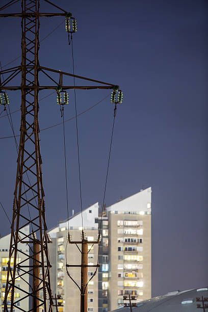 Electricty poles stock photo
