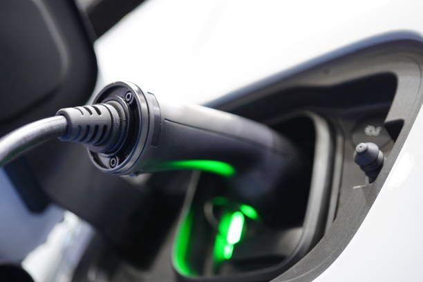Electromobile charging plug stock photo
