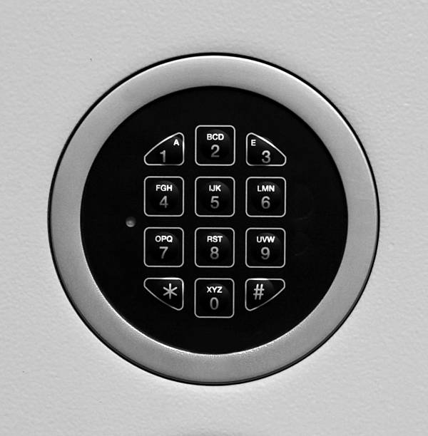 Electronic key lock of vaulted door stock photo