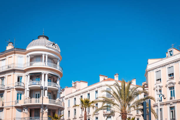 Elegant architecture in style Art Nouveau in Cannes on boulevard Carnot stock photo