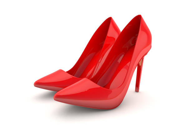 Elegant high heels. Red shoes for women. 3d render stock photo