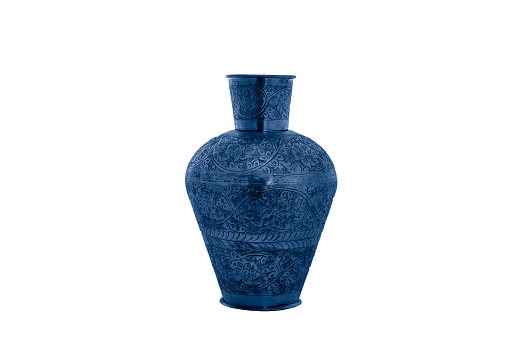 Elegant Metal vase isolated on a white background (glass, empty, vase)