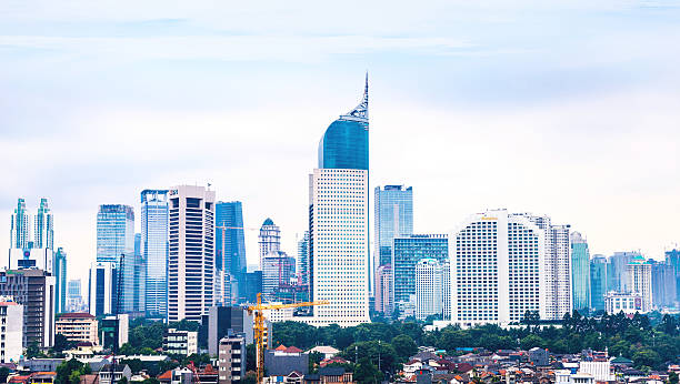 Elevated view of Jakarta's Skyline stock photo
