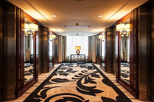 Elevator Lobby in Luxury Hotel stock photo