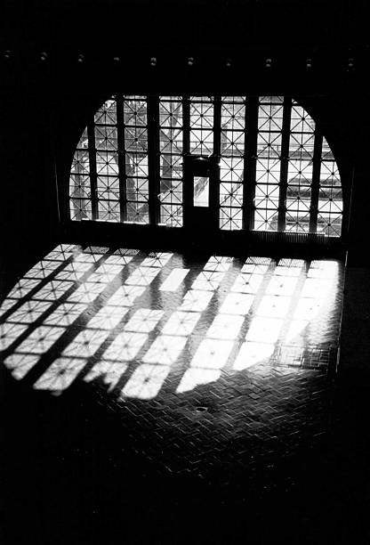 Ellis Island Window stock photo
