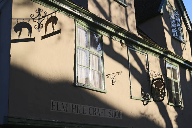 Elm Hill Street in Norwich, England stock photo
