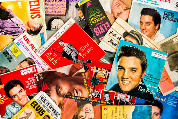 Elvis Presley single covers stock photo