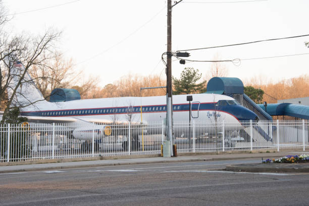 Elvis Presley's private plane, the Lisa Marie, at Graceland March 22, 2019 - Memphis, Tennessee, USA:    Elvis Presley's private plane, the Lisa Marie, at Graceland in Memphis, Tennessee. graceland stock pictures, royalty-free photos & images