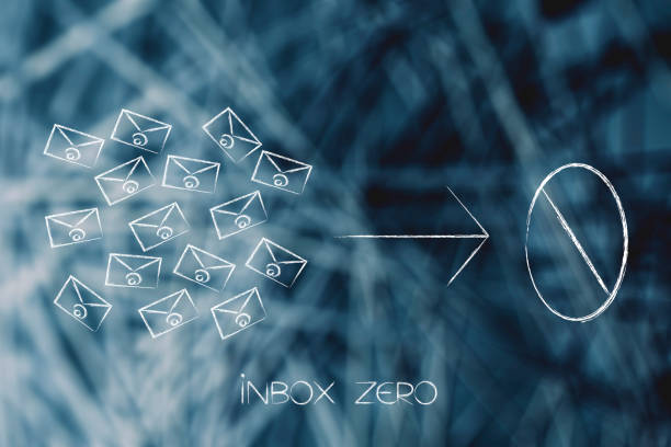 email envelopes arrow and number zero stock photo