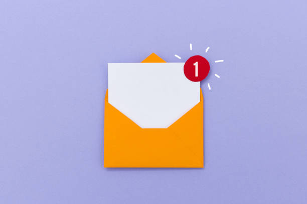 E-Mail symbol with empty letter in envelope with notification icon stock photo