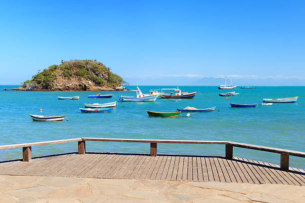Embankment , Boats, yachts, sea in Armacao dos Buzios, Brazil stock photo