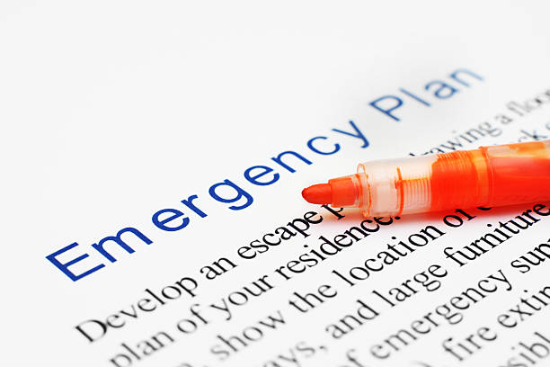 Emergency plan Close up of marker on emergency plan emergency response stock pictures, royalty-free photos & images