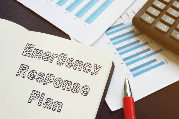 Emergency response plan is shown on the conceptual business photo Emergency response plan is shown on the conceptual business photo emergency response stock pictures, royalty-free photos & images