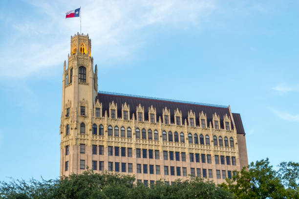 Emily Morgan Hotel in Downtown San Antonio Texas This is a view of the iconic Emily Morgan Hotel in downtown San Antonio, Texas.  This hotel was built in the 1920s near the Alamo and is currently part of the Hilton hotel family. has san hawkins stock pictures, royalty-free photos & images