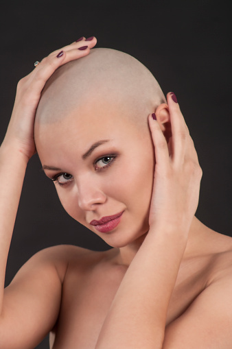 Emotional Portrait Of A Naked Girl Shaved Bald Stock Photo Emotional Portrait Of A Naked Girl Shaved Bald Stock Photo
