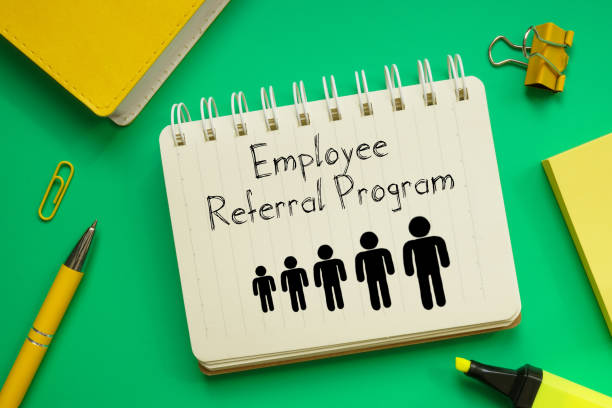 Employee Referral Program is shown on the business photo using the text stock photo