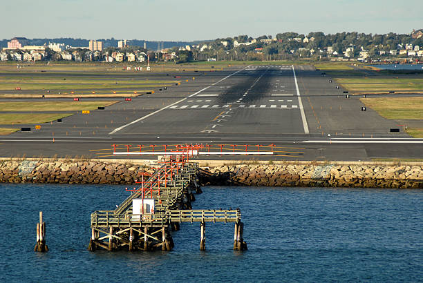 Empty Airport Runway stock photo