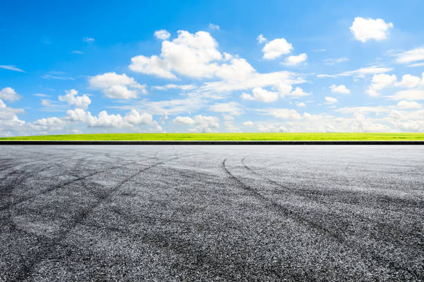Empty asphalt road and natural environment landscape in summer stock photo