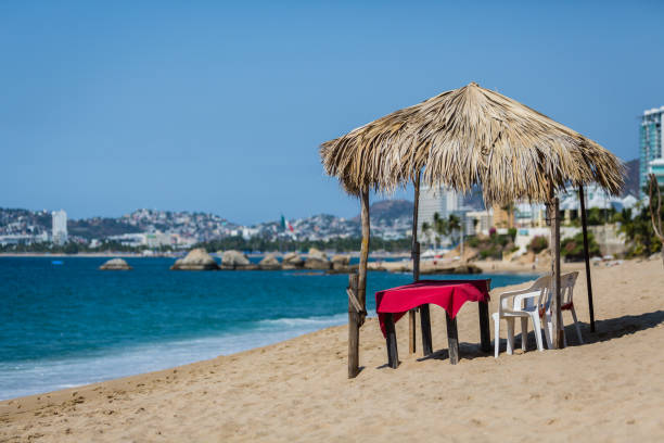 Empty beaches in Acupulco, Mexico 2015 stock photo