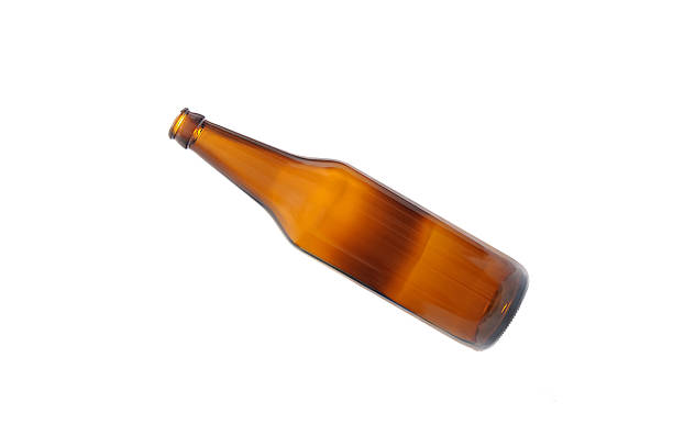 Empty beer bottle isolated on white background stock photo