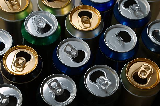 Empty beer cans stock photo