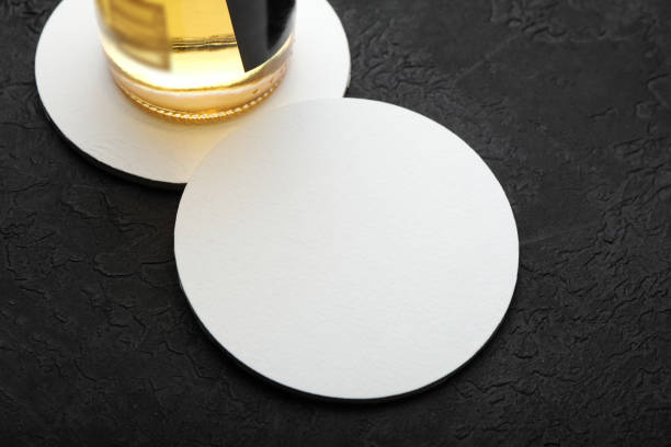 Empty beer coaster for bar. Space for drink log Empty beer coaster for bar. Space for drink logo. coaster stock pictures, royalty-free photos & images