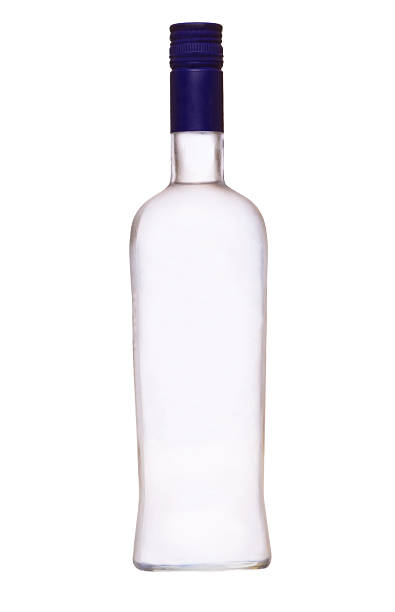 Empty bottle of vodka with a blue cap bottle of vodka vodka drinks stock pictures, royalty-free photos & images