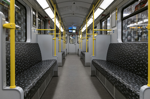 Empty BVG subway train (U-Bahn) / metro train in Berlin