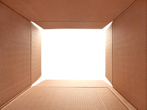 Empty cardboard box interior stock photo