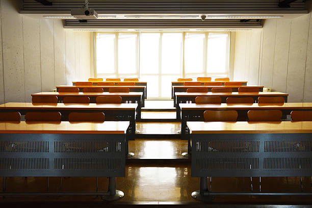Empty classroom stock photo