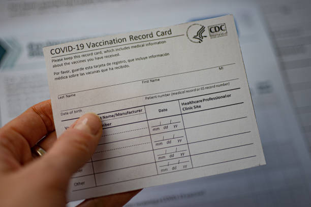 Empty COVID-19 Vaccination Record Card form by CDC Washington, DC, USA - December, 23, 2020: Empty COVID-19 Vaccination Record Card form by CDC cdc vaccine card stock pictures, royalty-free photos & images