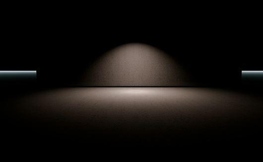 Empty cement room or space.Floor with  concrete wall texture background  illuminated by spotlight or lamppost