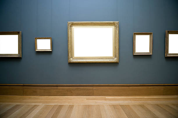 空白フレームの壁 - 美術館 ストックフォトと画像