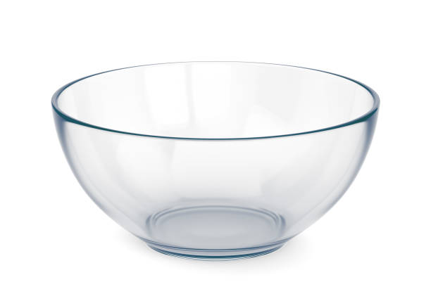 empty glass bowl - salad bowl imagens e fotografias de stock